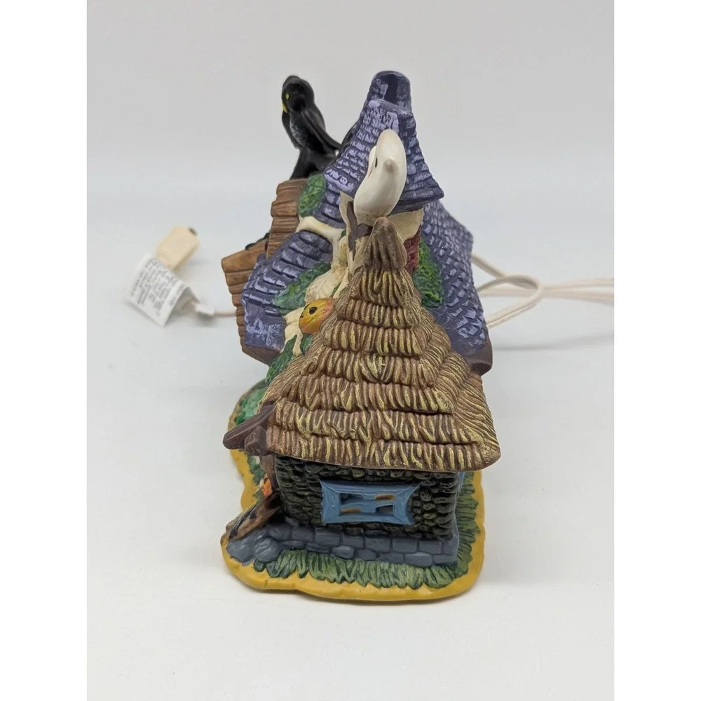 Vtg Spooky Hollow Witch House Porcelain Halloween Village Lighted Town Joann